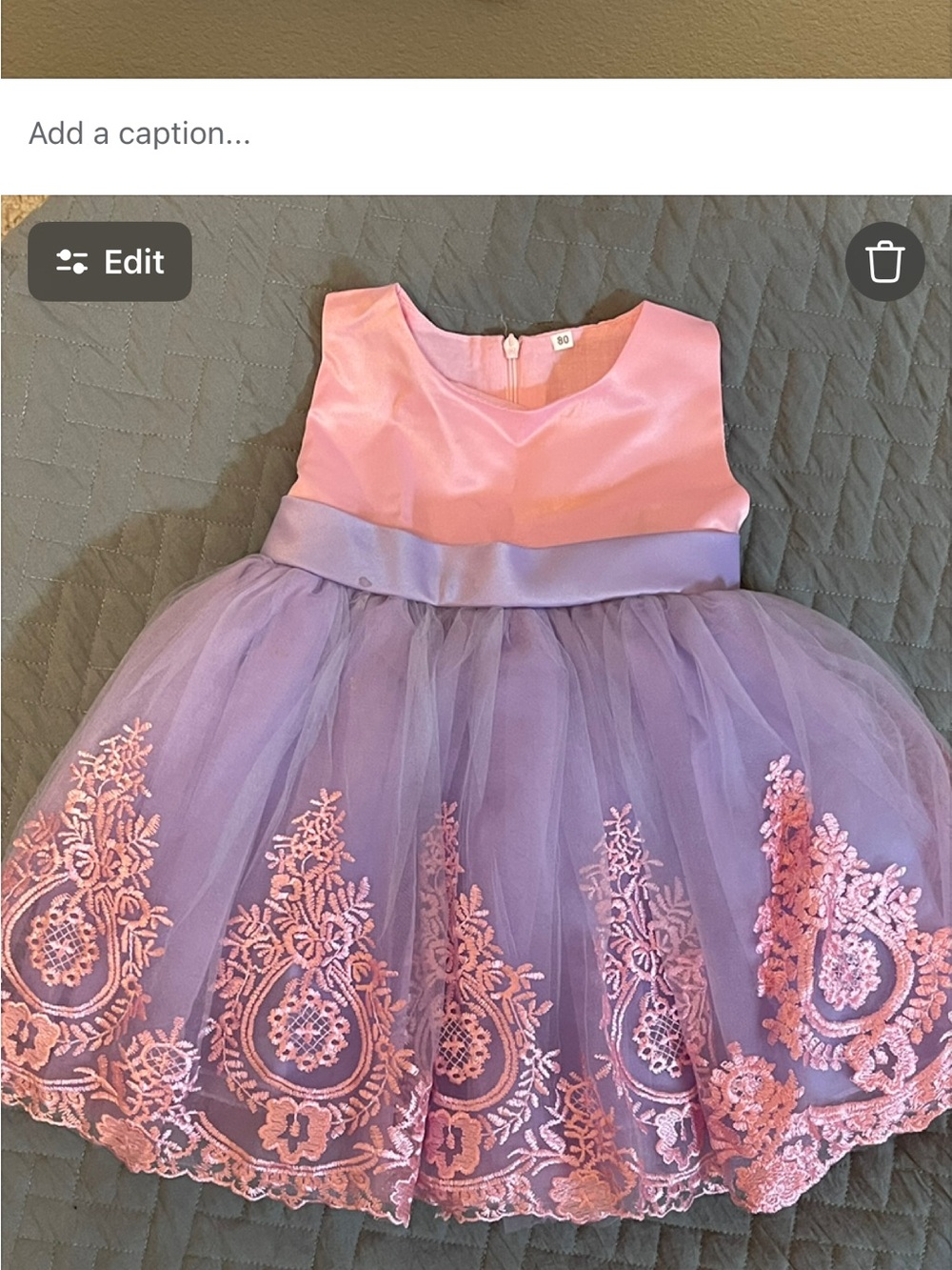 Girls Pink and Purple Lace Tulle Party Dress